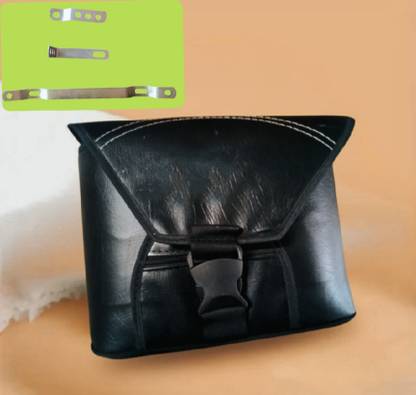 medhansh Black Leather Side Bag lxi One-side Black Leather Motorbike Saddlebag