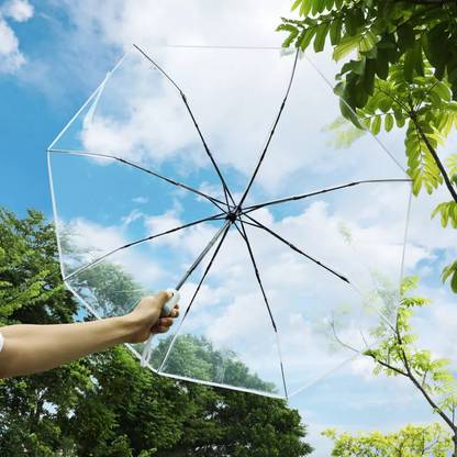 INFISPACE Trending Clear Bubble Umbrella: Triple Fold Transparent Umbrella for Unisex Umbrella