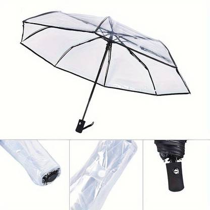 INFISPACE Clear Bubble Umbrella, Triple Fold Transparent Umbrella for Unisex Umbrella