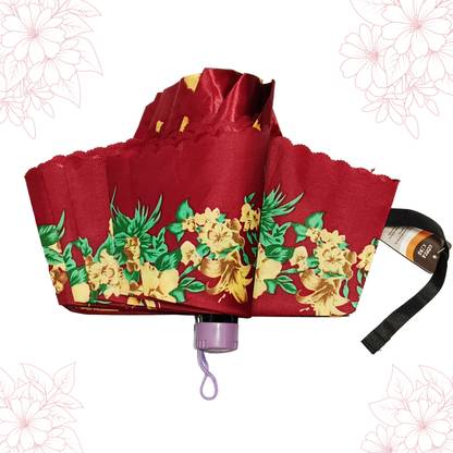 Fun Fusion Flower Print 3-Fold Double Umbrella For Everyone, Color May Vary Umbrella