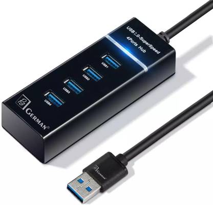 R3 GERMAN 4 Port Portable 2.0 USB HUB Bus Powered for PD Mouse Keyboard Mobile Tablet 4 Port 2.0 USB HUB for Home Offices for connecting Multiple USB Devices at Once USB Hub