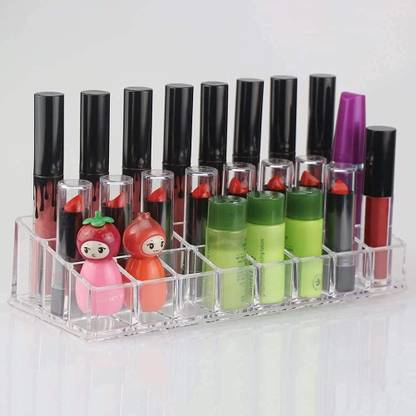 Tap2kaart Acrylic 24 Lipstick Display Stand Case Casket Makeup Lipstick Nail Polish holder box of makup kits Vanity Box