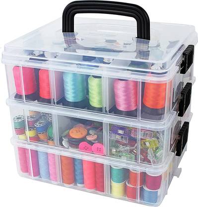 AATTMGYA AATTMGYA 3-Layer 18-Grid Adjustable Jewelery Organizer Storage, Cosmetic, Art & Craft Items, Baby Toy, Jewellery, Makeup, Multi Purpose Use Vanity Box