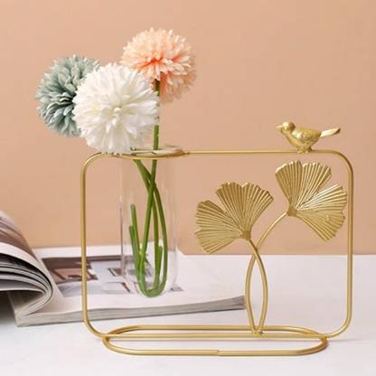 HOMOWNDECOR Handicrafts Propagation Station with Metal Frame Glass Item Gift Home Iron Vase Iron Vase