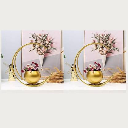 aaa handicrafts Set of metal Crescent moon shape flower vase 9 inches by height Iron Vase