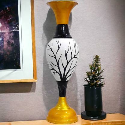 Leafy Flower Vase Big Size Long for Home Decor Corner Centerpiece Gift Item | Iron Vase