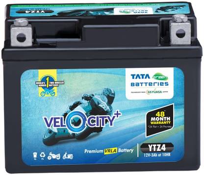 Tata Green Velocity Plus YTZ4 3 Ah Battery for Bike