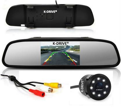 के-ड्राइव 4.3" T.F.T. Mirror Mount Camera Monitor + 8 LED HD Enhanced Night Vision व्हीकल कैमरा सिस्टम