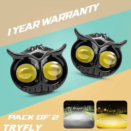TRYFLY TR4 2 Led OWL Shape LED Fog Lights, Motorcycle Auxiliary Spot Lights Fog Lamp Motorbike, Car LED (12 V, 20 W)