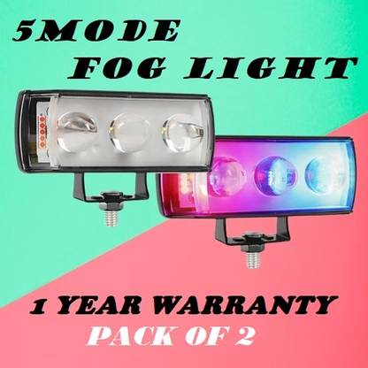 TRYFLY DX SIX MODE Yellow/White with Red/Blue 60W DC 9V-60V Dual Lens Fog Light Fog Lamp Car, Motorbike, Truck, Van LED (12 V, 30 W)