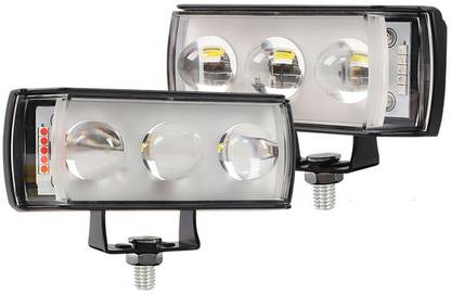 TRYFLY A4 SIX MODE Yellow/White with Red/Blue 60W DC 9V-60V Dual Lens Fog Light Fog Lamp Car, Motorbike, Truck, Van LED (12 V, 30 W)