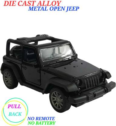 Shree Jee OPEN SPORTS JEEP (BLACK) ALLOY METAL DOOR OPENABLE & PULL BACK ACTION
