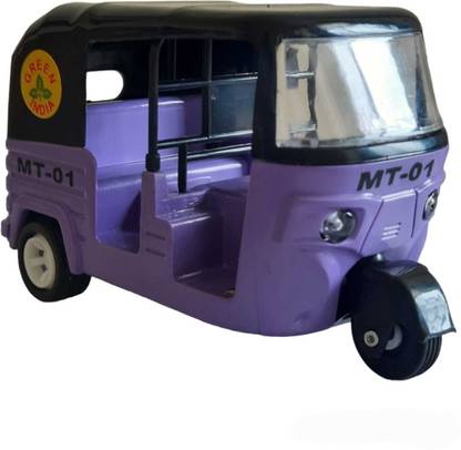 Shree Jee CNG AUTO RICKSHAW (PURPLE) PULL BACK ACTION (MULTICOLOURS) COLOUR MAY VARY TOY