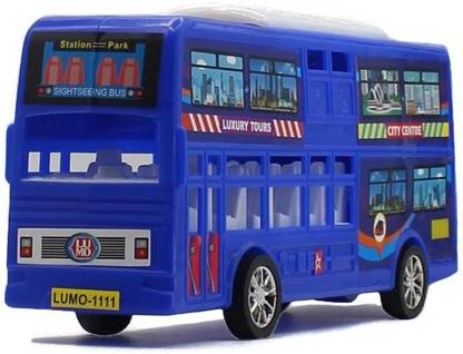 neoinsta shopping Big size friction powered double decker bus toy Blue color