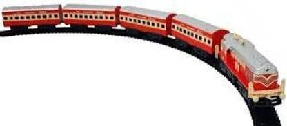 centy INDIAN PASSENGER BATTERY OPERATED TOY TRAIN SET RED (ENGINE SIZE : 14CM)