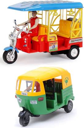 SARASI CNG Auto & E-Rickshaw For Kids, Pull Back Action Toys