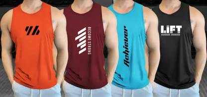 R ROCKIN TEES Self Design Men Round Neck Multicolor T-Shirt