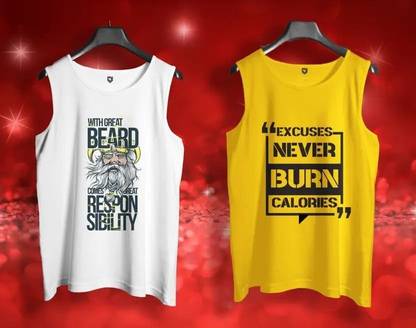 DevilsonS Poly Cotton Fabric Gym Vest