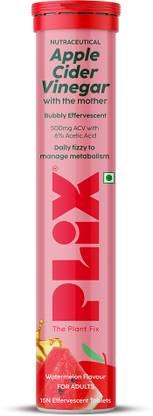 The Plant Fix Plix Apple Cider Vinegar 15 Effervescent Tablets Watermelon Flavour with Vitamin B12