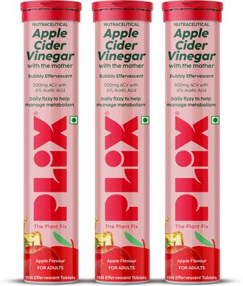 The Plant Fix Plix Apple Cider Vinegar Effervescent Tablet with mother,Vit B6 & B12 for weight loss