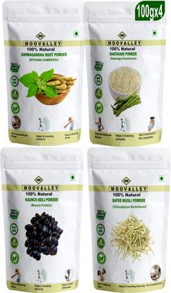 Moovalley Ashwagandha Safed White Musli Kaunch Seed, Shatavari Powder