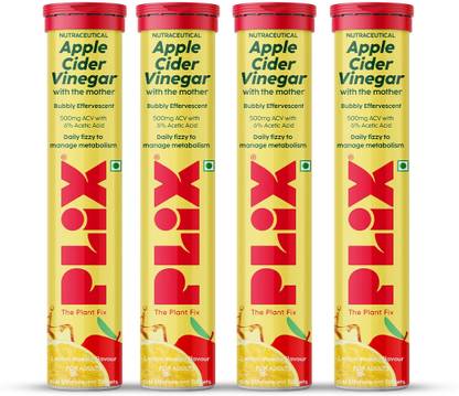 The Plant Fix Plix Apple Cider Vinegar 15 Effervescent Tablets Lemon Masala Flavor with Vitamin B12
