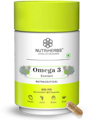Nutriherbs Omega 3 Capsules | Fatty Acid | Supports Brain, Joint, Heart & Eye Health