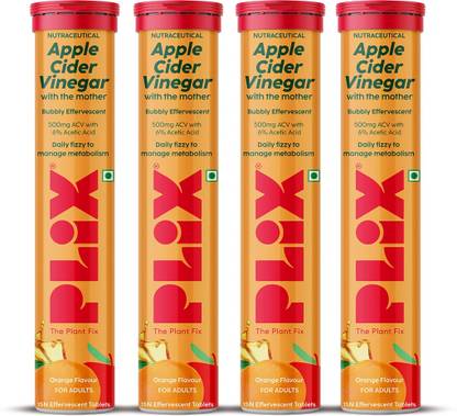 The Plant Fix Plix Apple Cider Vinegar 15 Effervescent Tablets Orange Flavour with Vitamin B12