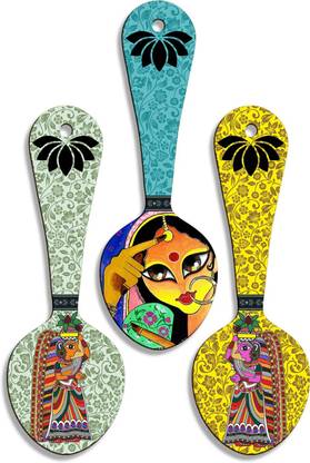 CW Crafts World Stylish Wooden Printed Wall Spoons For Wall Decor|