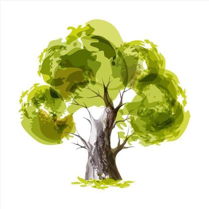 Pitaara Box 71.12 cm Stylized Green Tree Unframed Glossy PVC Vinyl Wall Sticker Decal Self Adhesive Sticker