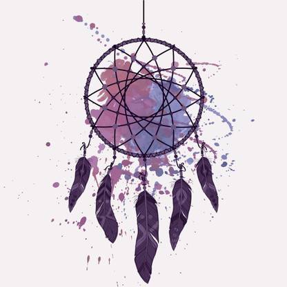 Pitaara Box Dream Catcher With Watercolor Splash Framed Wall Art Painting Print Canvas 14 inch x 14 inch Painting