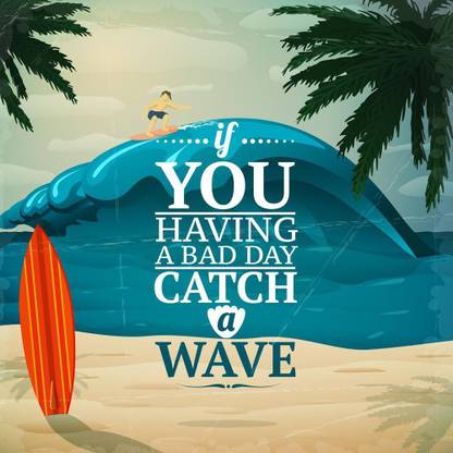 Pitaara Box 76.2 cm Catch A Wave Unframed Glossy PVC Vinyl Wall Sticker Decal Self Adhesive Sticker