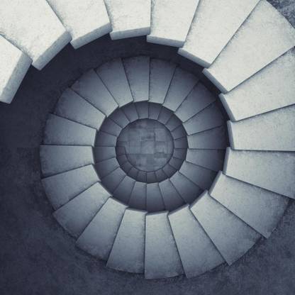 Pitaara Box Spiral Staircase Unframed Wall Art Painting Print Canvas 32 inch x 32 inch Painting