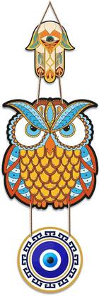 Proxoto Evil Eye Wall Hanging Printed Wooden Nazar Battu for Door Entrance & Wall Décor Decorative Showpiece  -  18 cm