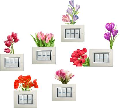 Happy Walls 35 cm Colourful tulipsflowers switchboard stickers Self Adhesive Sticker