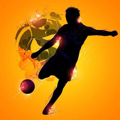 Pitaara Box Fantasy Silhouette Soccer Player Unframed Wall Art Painting Print Canvas 16 inch x 16 inch Painting