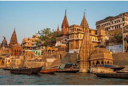 Pitaara Box Varanasi Morning Unframed Wall Art Painting Print Canvas 20 inch x 30.1 inch Painting