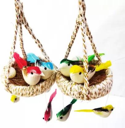 SAHUFASHION Nest Artificial Birds Hanging Pack Of 2 Pack of 2