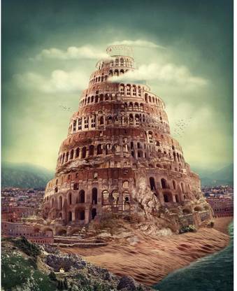 Artzfolio Tower Of Babel Canvas Painting on Engineered Wood Frame 16 x 20 inch Canvas 20 inch x 16 inch Painting