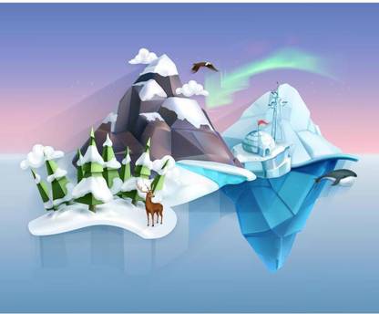 Pitaara Box Low Poly Style Landscape Unframed Wall Art Painting Print Canvas 16 inch x 19.5 inch Painting