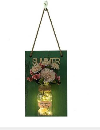 thecraftman The Craftman Mason Jar Wall Sconces with LED Fairy Lights Automatic On and Off Timer Modern Wall Hanging Home Decor