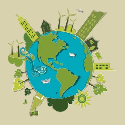 Artzfolio Go Green World Canvas Painting | MDF Wood Frame 18 x 18 inch (46 x 46 cms) Canvas 18 inch x 18 inch Painting