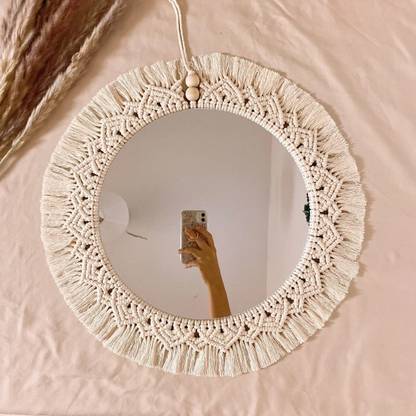 RAKANO Macrame Wall Mirror with Macrame Round Mirror Art Boho Decor(MADE IN INDIA).