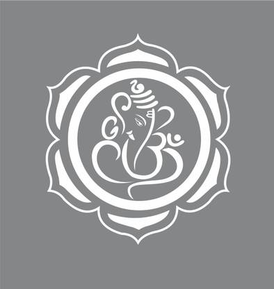 fa creation 50 cm Lord Ganesha decorative White sticker Self Adhesive Sticker