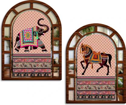 Suveharts Wall Hanging Decorative Items | Jharokha Wall Decor | Decoration Items-8 Pack of 2