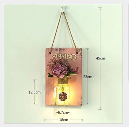 thecraftman The Craftman Mason Jar Wall Sconces with LED Fairy Lights Automatic On and Off Timer Modern Wall Hanging Home Decor