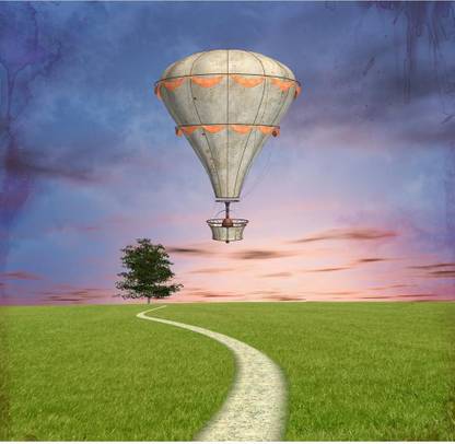 Artzfolio Hot Air Balloon Canvas Painting | MDF Wood Frame 12.4x12inch Canvas 12 inch x 12.4 inch Painting