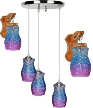 1st Time Pandent Three Hanging Ceiling Lamp Como With Two Matching Wall Lamp Of Colorful & Decorative Glass Shade-Do47 Pendants Ceiling Lamp