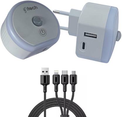 IFITech Motion Sensor Plug Lamp with USB Charging | USB-A and C-Type Charger | Motion Sensor Light