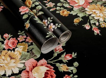 FOKRIM Vinyl Decorative Black Wallpaper